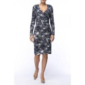 Escada Sport Blue Faux Wrap Midi Dress Blue Print Size 42